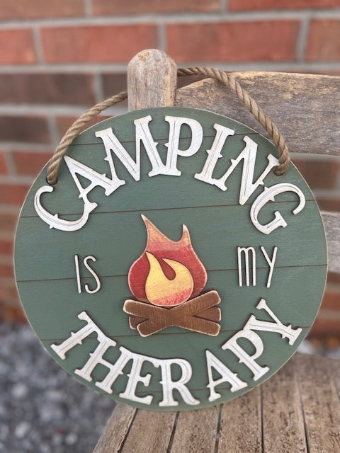 Camping is my Therapy Doorhanger